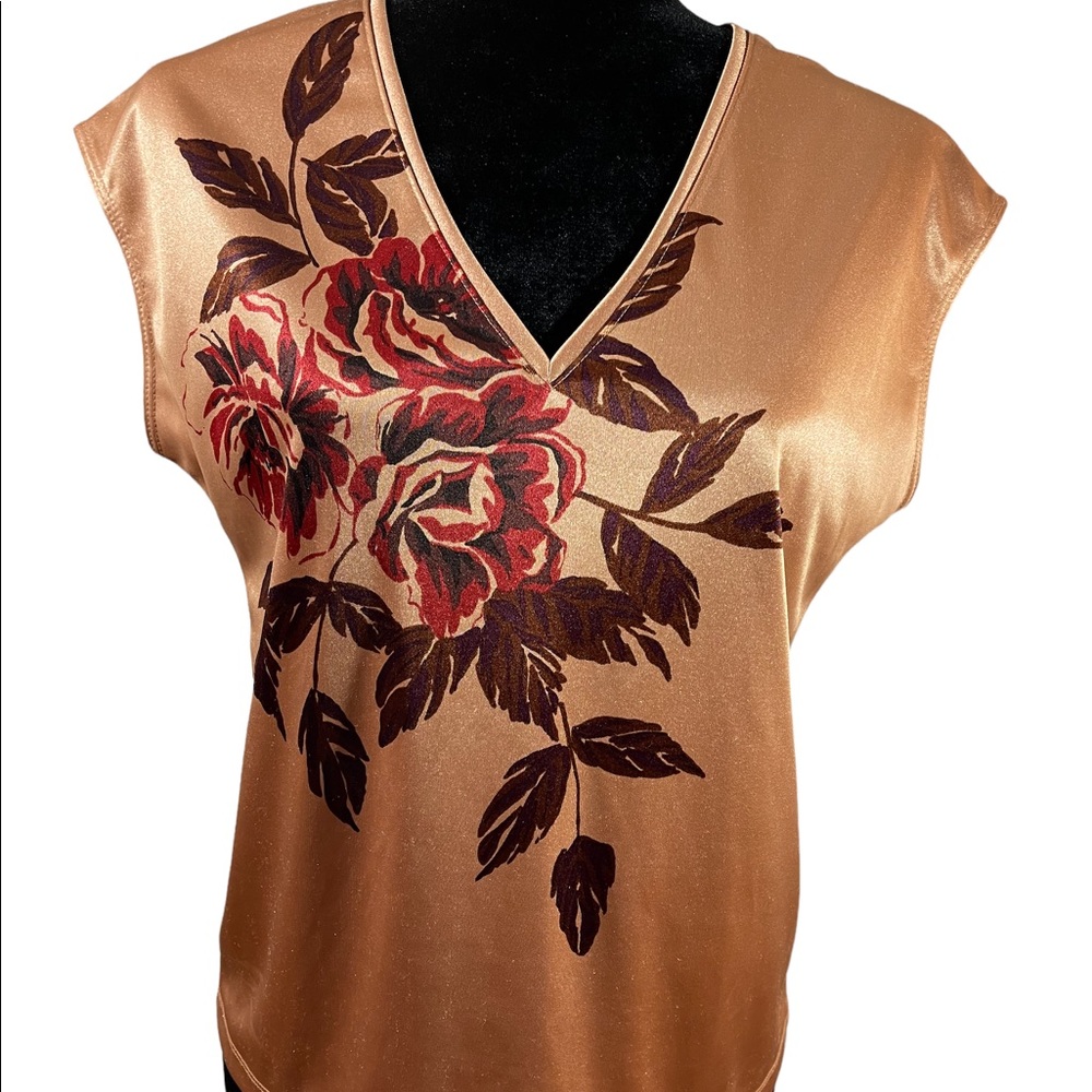 New York & Company Gold Metallic Floral‎ Dolman Top Size M